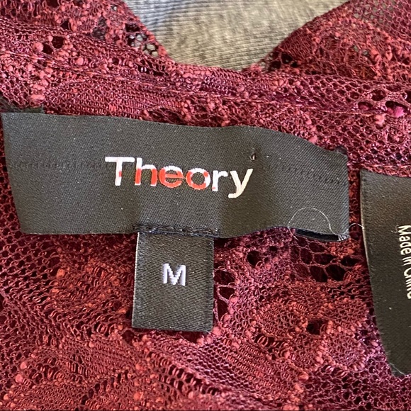 Theory Sheer Lace Long Sleeve Blouse With Tank Top - Size Medium - Picture 12 of 12